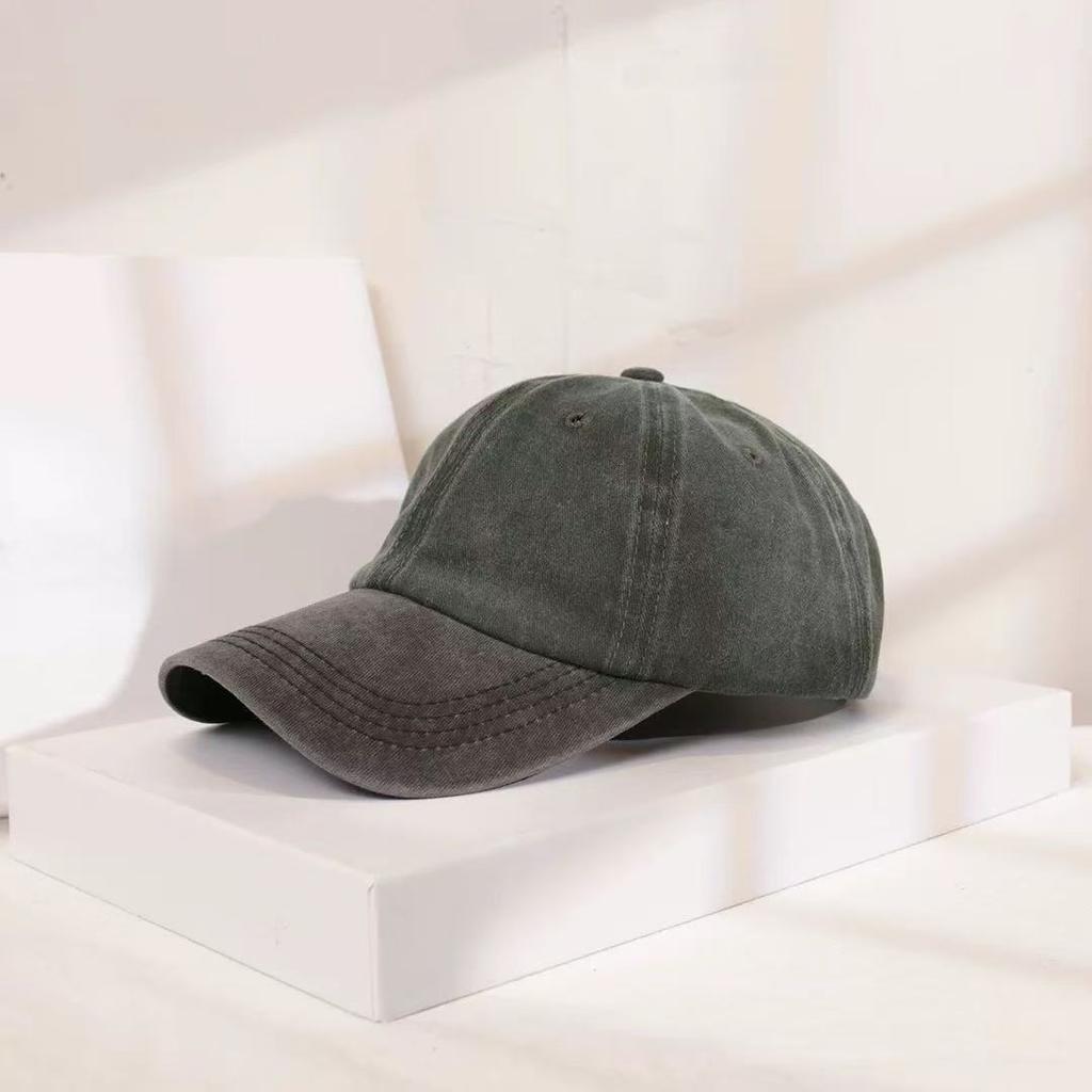 Retro Color-blocked Denim Brim Ponytail Baseball Cap Personality Curved Brim Sports Hip Hop Style Baseball Cap Adjustable