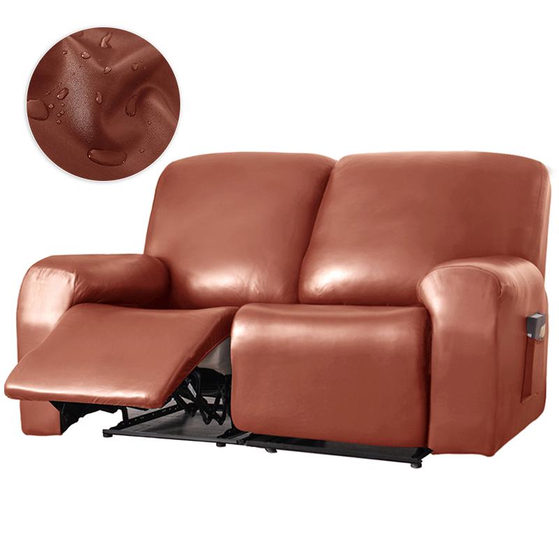 1 /2 /3 Seater Waterproof Recliner Chair Cover With Pocket Living Room Pu Relax Armchair Slipcover Recliner Sofa Cover