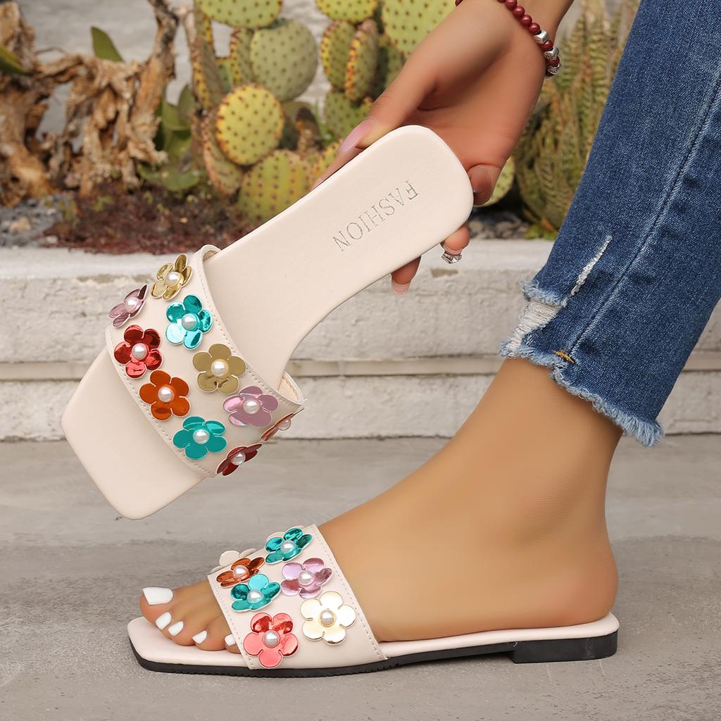 Trend Women Slippers Fairy Style Home Shoes Casual Fashionable Versatile Rhinestone Sandals Summer Flat Slippers Slides Women