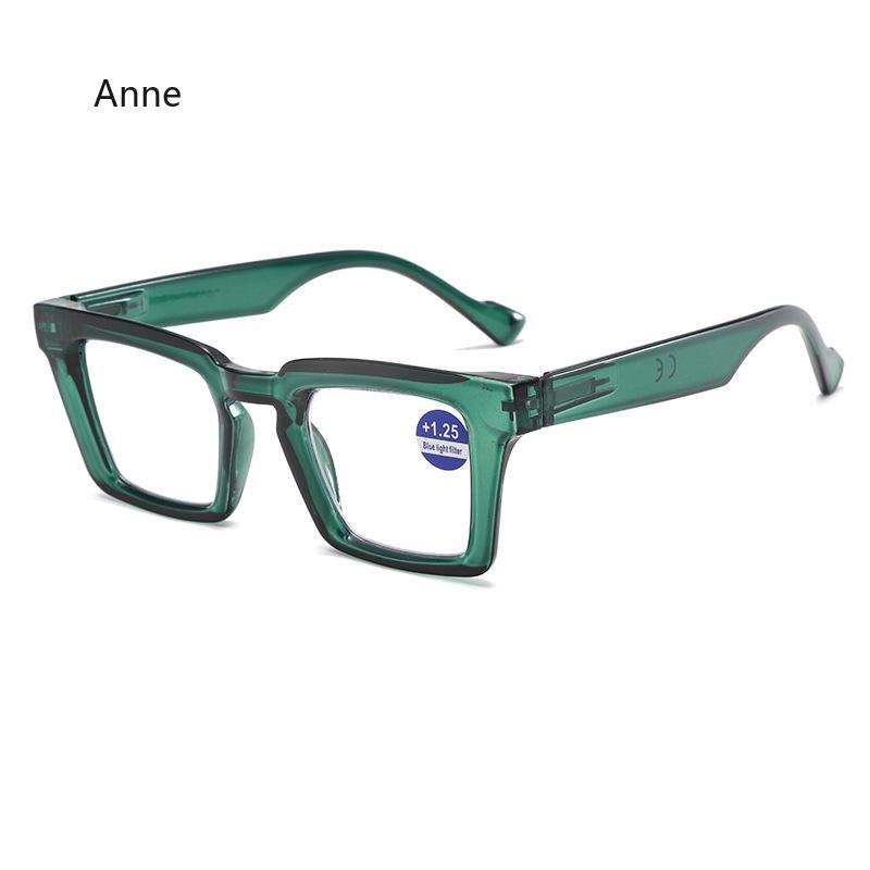 New Fashionable Large Frame Reading Glasses with Spring Legs Multi-colour Anti-blue Light Presbyopia Glasses for Men and Women