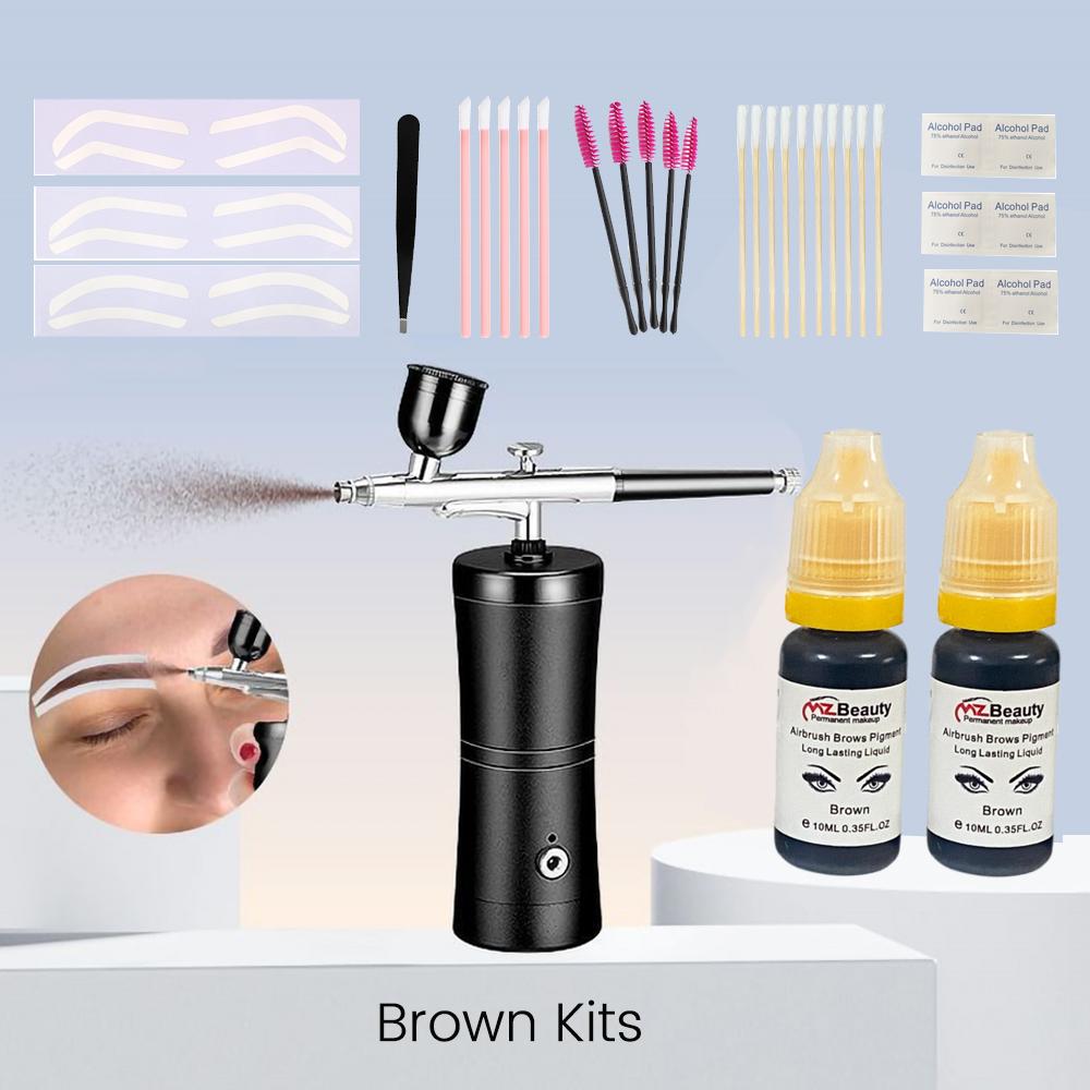 Eyebrow Tint Airbrush Hybrid Pigment Kit with Auxiliary Stickers And Brush for Dye & Tint Mapping Tattoo Supply Microblading