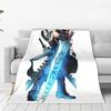 Flannel Throw Blanket Cloud Strife Final Fantasy 7 Games FF7 Warm Plush Blankets Soft Bedding for Living room Home Travel Sofa