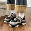 thick-soled black dad shoes women's 2025 new spring and autumn sports and leisure muffin bread shoes versatile height-increasing board shoes