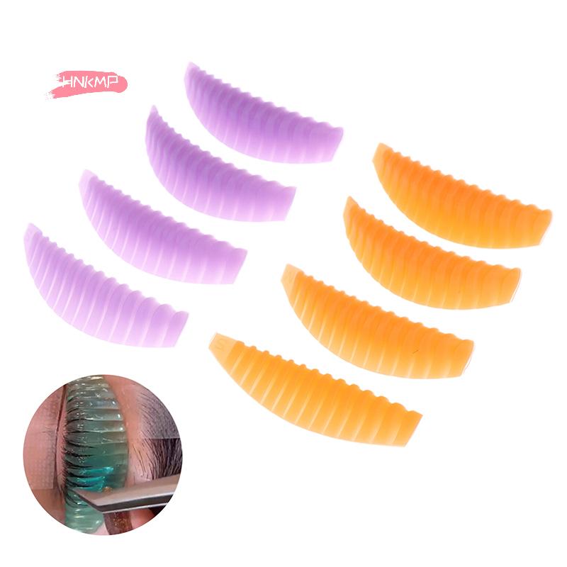 4 Paar Silikon Wimpernlifting Pads Wiederverwendbare Vertikal gestreifte Laminierungspads für 3D Wimpernverlängerung Lockenwickler Make-up Werkzeug