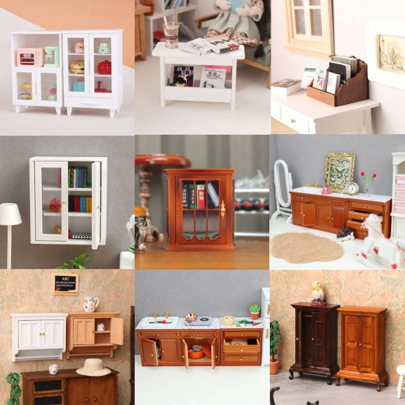 1:12 Puppenhaus Miniatur Weißer Schrank Vitrine Aufbewahrungsschränke Möbelmodell Dekor Spielzeug Puppenhaus Zubehör