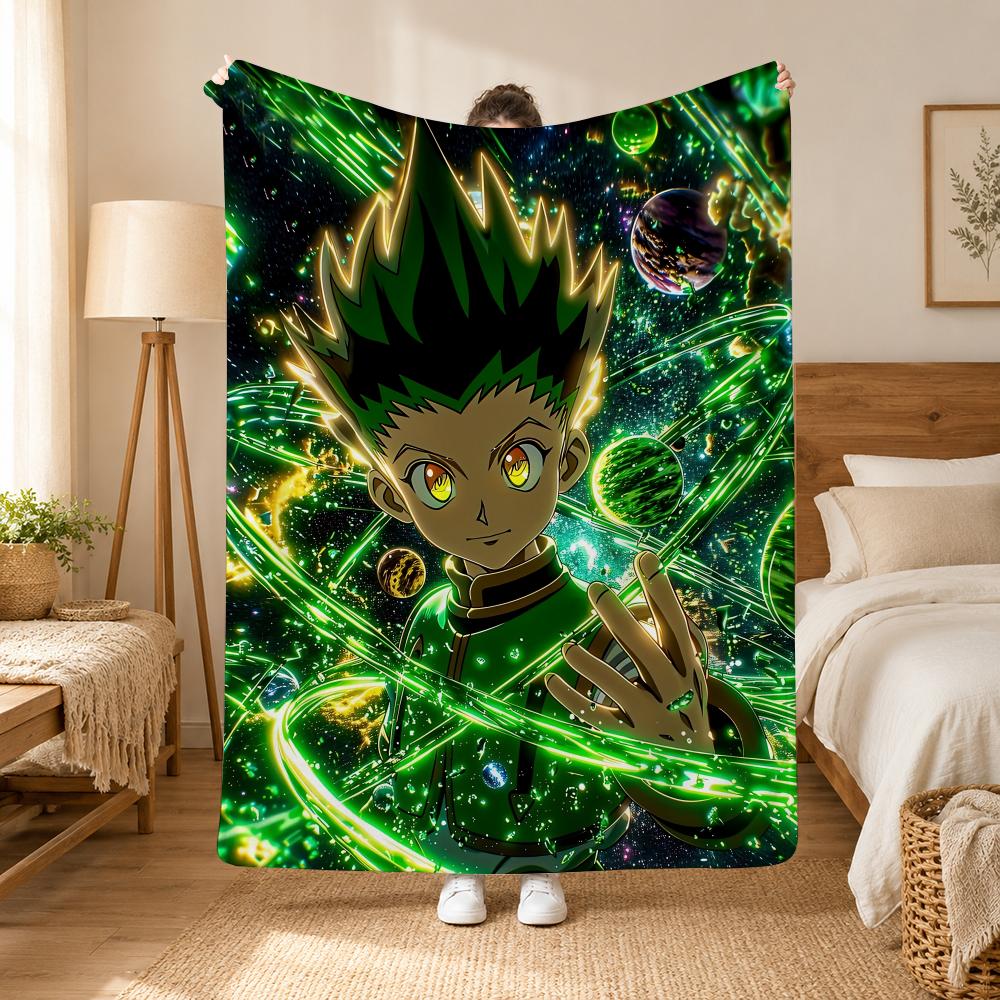 Hunter Hunter Anime Throw 240g Flannel Blanket, Suitable for Sofas, Beds, Offices, Exquisite Gift Blankets