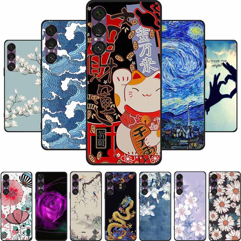 3D Emboss Case For Sony Xperia 1 VII 5G Case Flowers TPU Soft Silicone Back Cover For Sony Xperia 1 VII 2025 Phone Case XQ-FS54