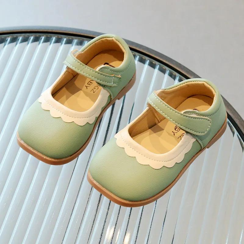 Flower Bordered Luxury Designer Shoes for Girls Kids New Spring Summer Toddler Girl Leather Shoes Princess Mary Jane H01188