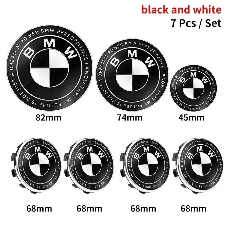 

2025 Hot 7pcs 45mm 68mm 74mm 82mm Car Logo Front Hood Emblem rear boot badge for BMW E28 E32 E43 E52 E53 E63 E64 E93 E94 E87 F10