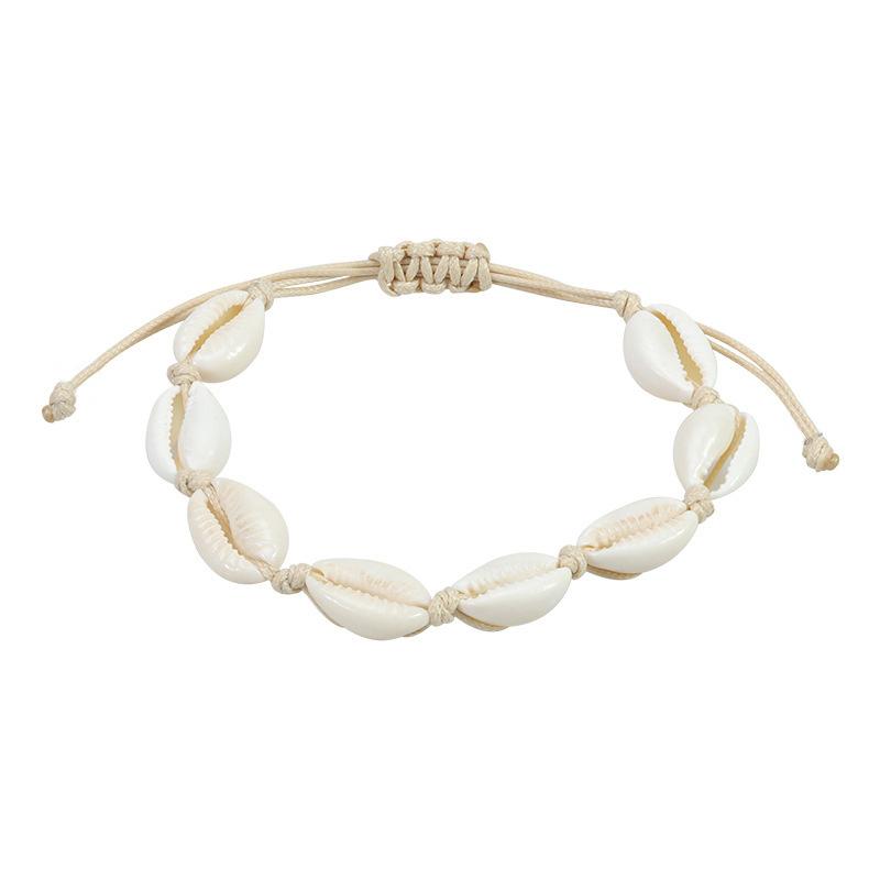 Natural Sea Shell Charm Bracelets Necklace For Women Men Summer Sandy Beach Handmade String Rope Hand-woven Shells Accessories