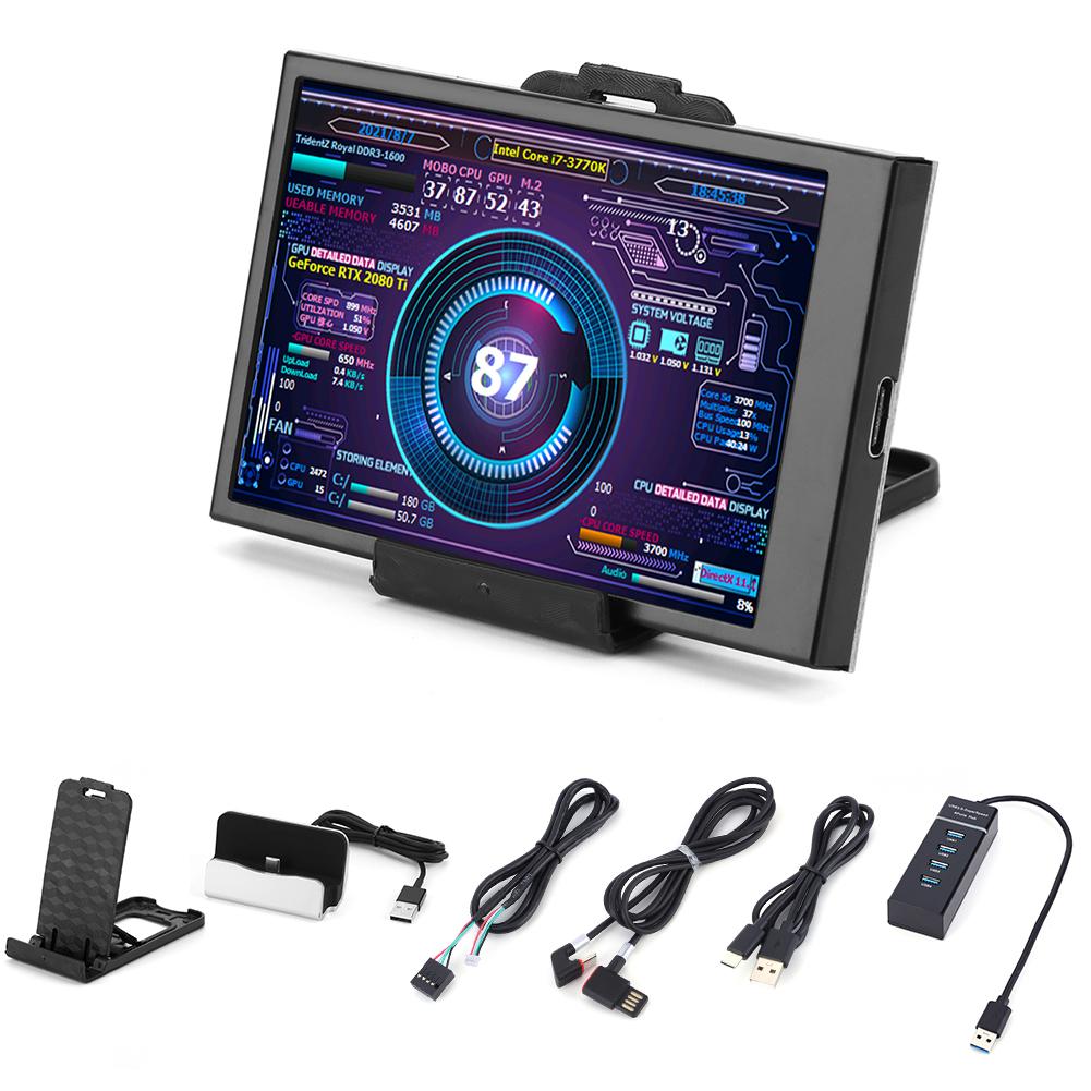 3.5inch Second Monitor Drive Free IPS Display Monitor Dual Type-C Interface AIDA64 320x480 for PC Computers/mini ITX Chassis/CPU