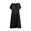 Women's Cotton And Linen Embroidered Printed Round Neck Pocket Short Sleeved Dress
