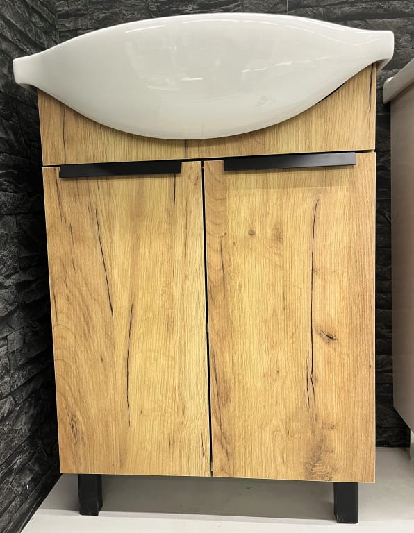 Bathroom cabinet with washbasin, standing, craft oak, 85x60x30 cm, Lily
