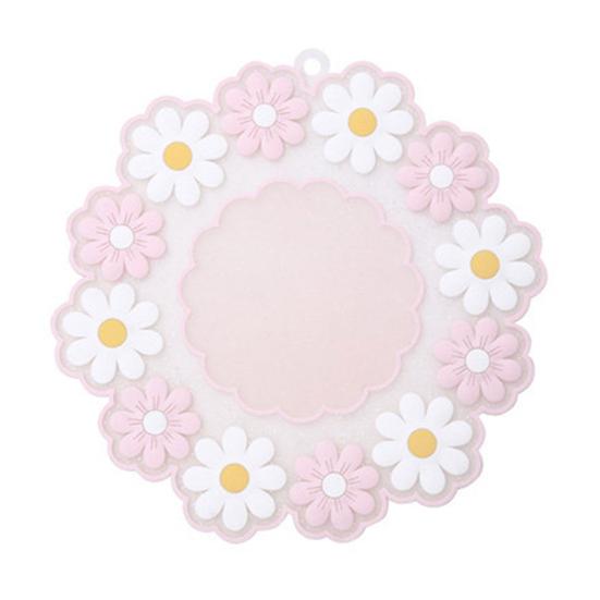 Floral Heat Insulation Trivet for Resistant Round Mat Waterproof Silicone Table Oil Pot S розовый