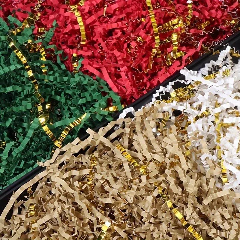 2packs Black and Red Mixed Golden Crinkle Cut Paper Shred Gift Box Filler Perfect for Gift Packaging & Decorations 100g/pack