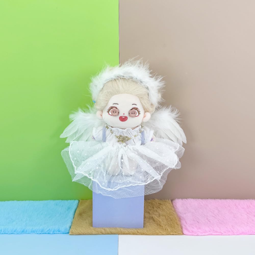 niannyyhouse Plush Clothes Set, Angel and Devil Design, for 15-17cm Plush Dolls, Includes Headwear, Wings, Shirt, Skirt, and Accessories, 5-Piece Set