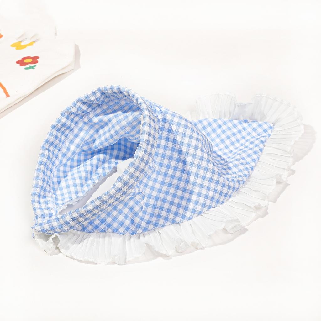 French Plaid Headband, Lace Triangle Scarf, Hair Bundle, Pastoral Style Girl Headband, Small and Fresh