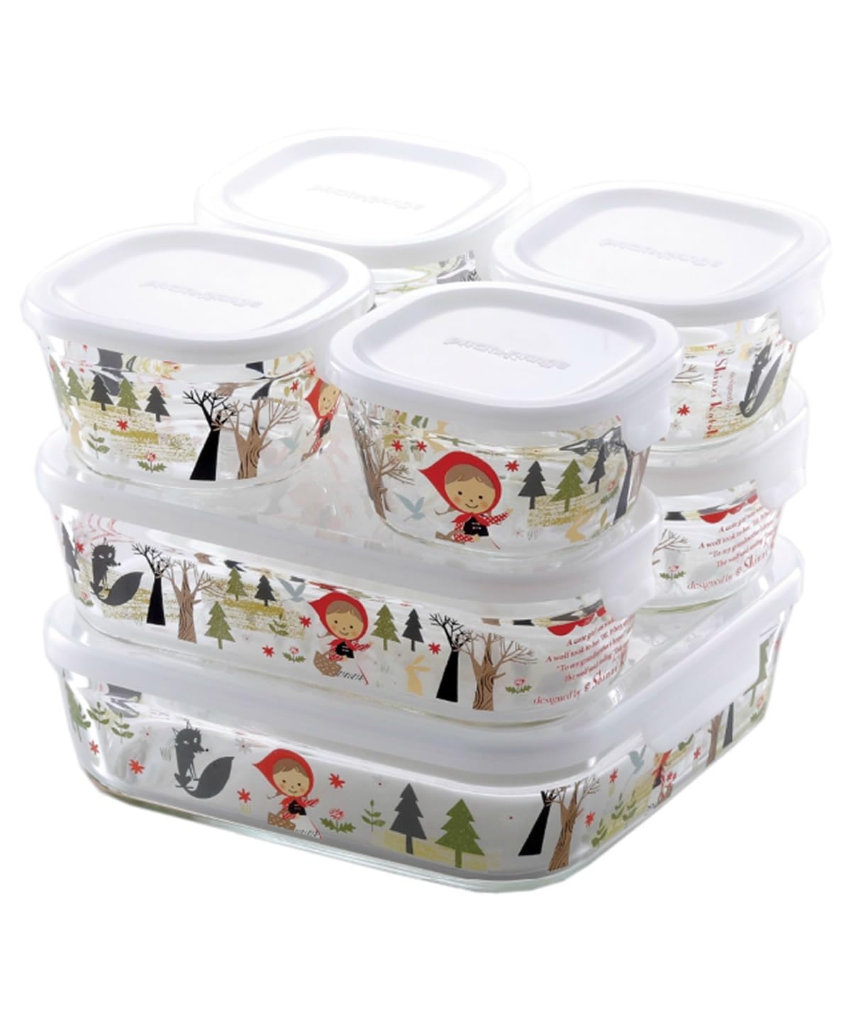 

Iwaki Heat-Resistant Glass Storage Containers, Shinji Kato Precious Red Hood, Set of 7, Pack & Microwave, PS-PRNSNA71