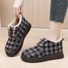 Women's Snow Plaid Autumn New Plush Inner Lining Women's Cloth Shoes Retro National Style Low Heel Fleece Shoes
