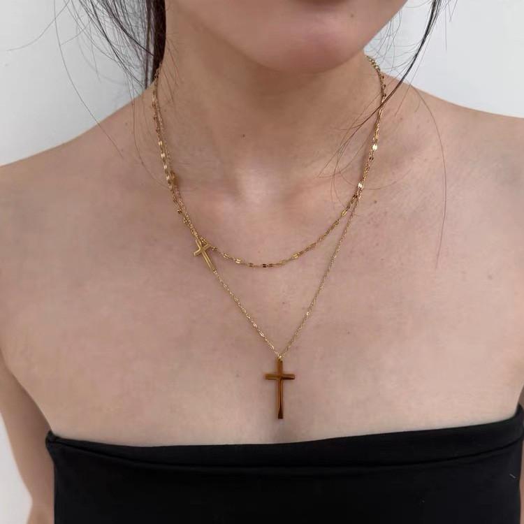 Titanstahl Kreuz Halskette Für Frauen Mit Geometrischem Design Und Vergoldung Perfekt Für Freizeitkleidung