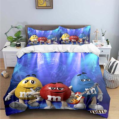 Módní povlečení s potiskem loga M&M Chocolate Exquisite Set lůžkovin Sada přikrývky a povlaku na přikrývku Luxusní dárek