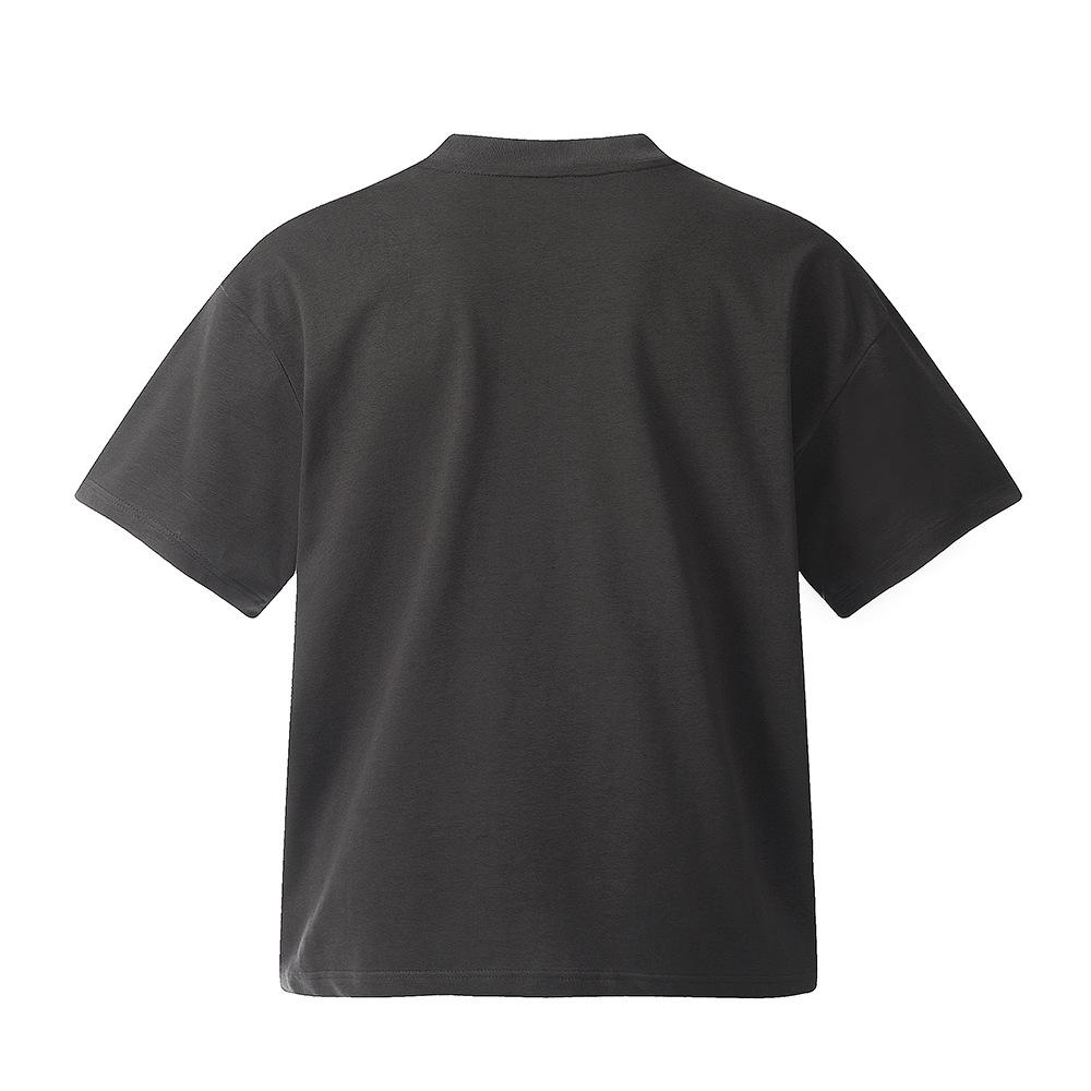 Half Zip Cardigan Round Neck Short Sleeved T-shirt Trendy Men's Summer Solid Color Loose and Versatile Casual Quarter Sleeves