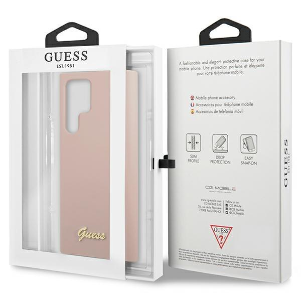 Guess Guhcs23Llslmgpp S23 Ultra S918 Różowy/Pink Hardcase Silicone Script Metal Logo