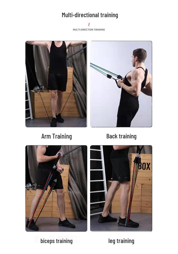 11-Piece Adjustable Resistance Band Set for Strength Training and Chest Expansion