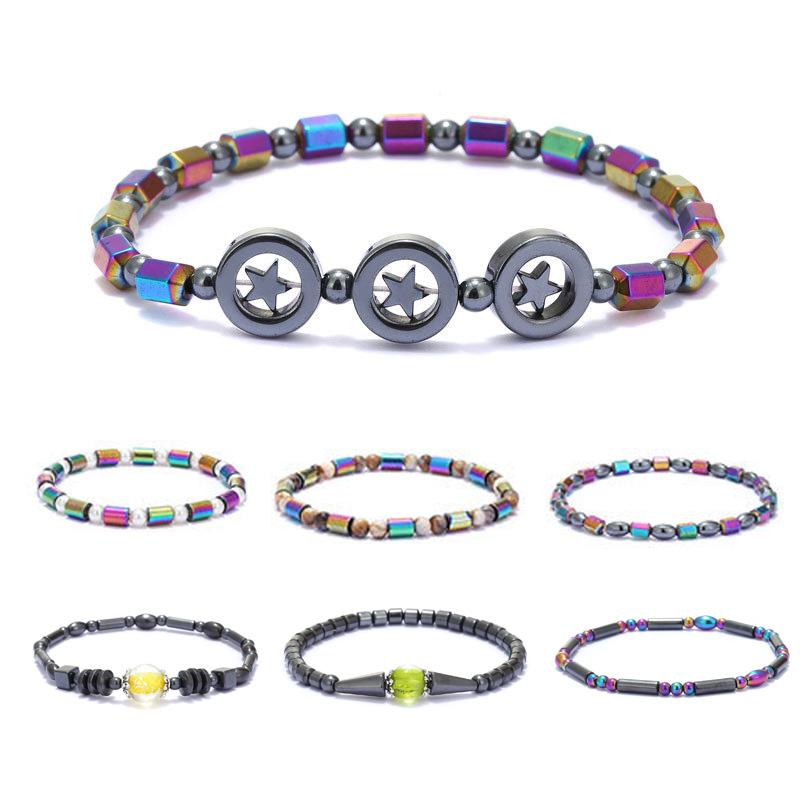 Kolorowe hematytowe magnesy energetyczne bransoletka Anklet kobiety kolorowy kamień terapia magnetyczna bransoletka opieki zdrowotnej urok biżuterii