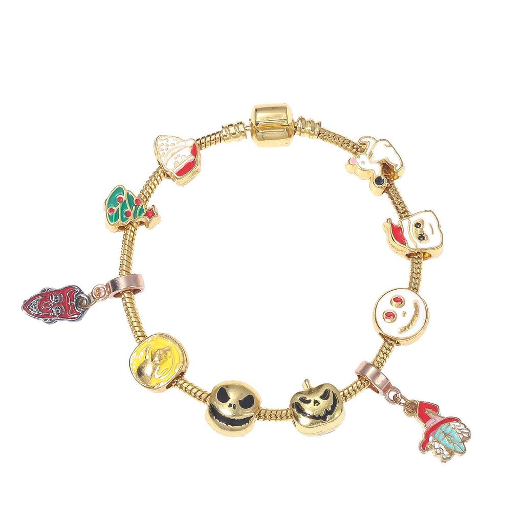 Golden Nightmare Before Christmas Jack & Sally Pumpkin Prince Halloween Bracelet