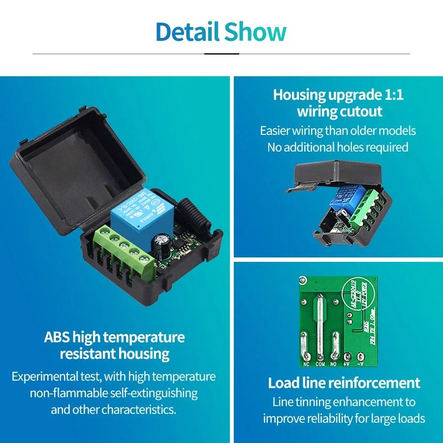 Remote Control RF433Mhz Wireless Light Switch DC 12V 1CH 10A Relay Receiver Transmitter for Door Electromagnetic Lock DIY Module