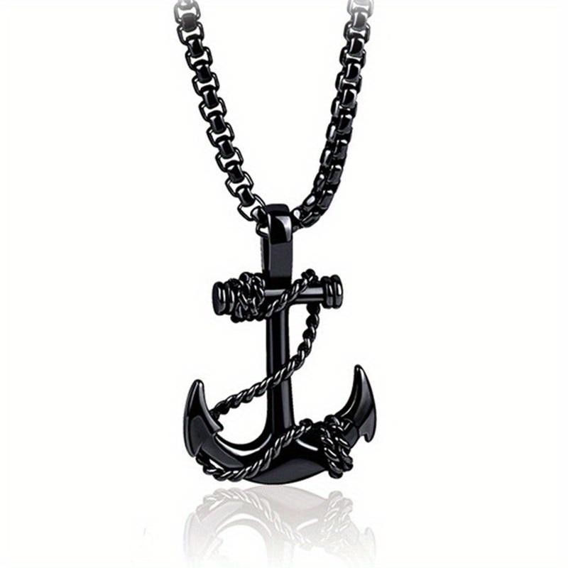 

1 men s stainless steel navigation anchor pendant necklace, vintage mooring anchor pendant - durable and stylish - men s