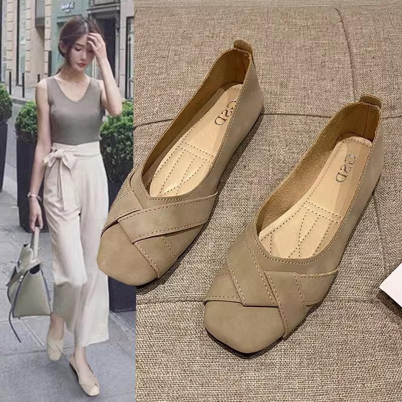 Single shoe girl 2025 new spring and summer fairy style gentle soft-soled flat shoes shallow mouth versatile Doudou shoes woman