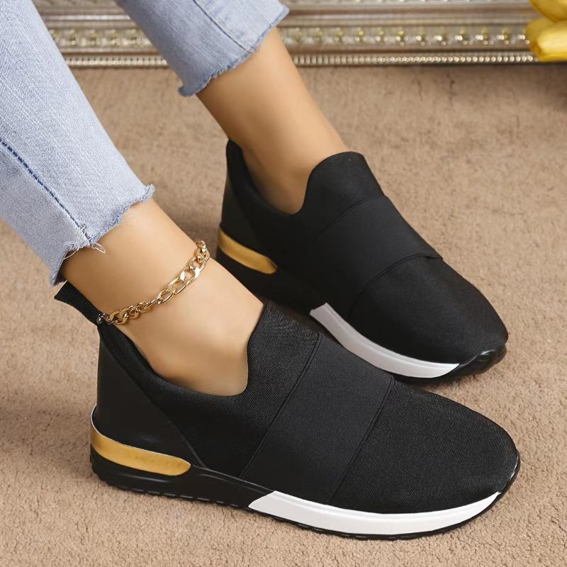 Summer Women's Elastic Mesh Surface Casuals Rubber Soft Sole Breathable Slip On Sneakers Solid Color Flat Casual Shoes for Women