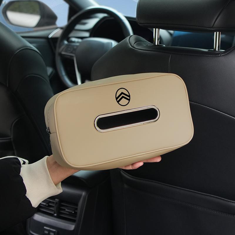 Boîte à mouchoirs de voiture Sac à mouchoirs pour dossier de siège Installation facile Pour Citroen C4 C3 C2 C-Elysee Berlingo Picasso Jumpy Cactus Aircross Saxo