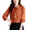 Spring 2025 French Chiffon Ribbon Shirt - Age-Reducing Long Sleeve Top for Women