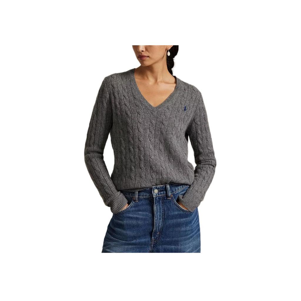 Polo Ralph Lauren Ribbed V-Neck Slim Fit Embroidered Pony Long Sleeve Sweater Women sweater 211888688-501