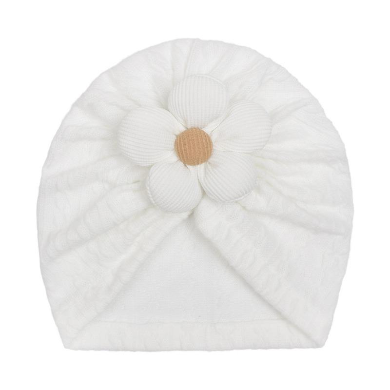 

Baby Warm Flower Pullover Hat Baby Jacquard Striped Indian Hat Four Seasons Soft Girls Hair Hat белый