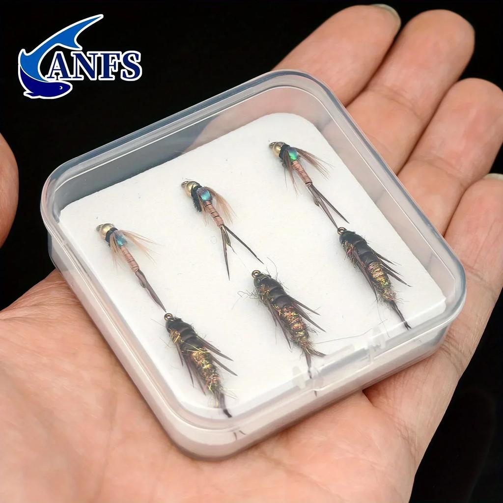 6pcs/box Realistic Design Nymph Jig Flying Fishing Set-Trout Fishing Slow Sink Fly with Rayon