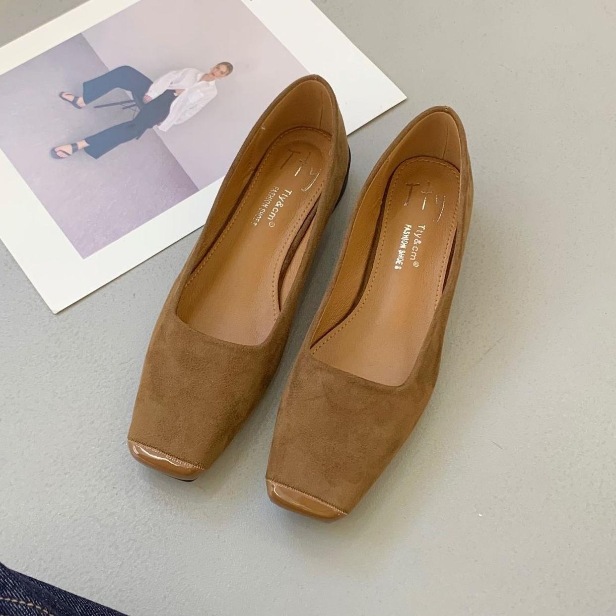 

Fashion Bailamos Women Soft Ballet Flats Foldable Roll-Up Shoes Brief Square Toe Grandma Shoes Woman Retro Moccasins Slip On Loafers Muj 39 коричневый