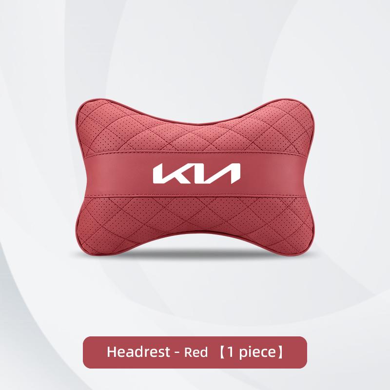 Car Seat Neck Pillow Leather Headrest Lumbar Waist Support Mat For KIA EV6 Stinger RIO Sorento Picanto Ceed Borrego Syros K4 K5