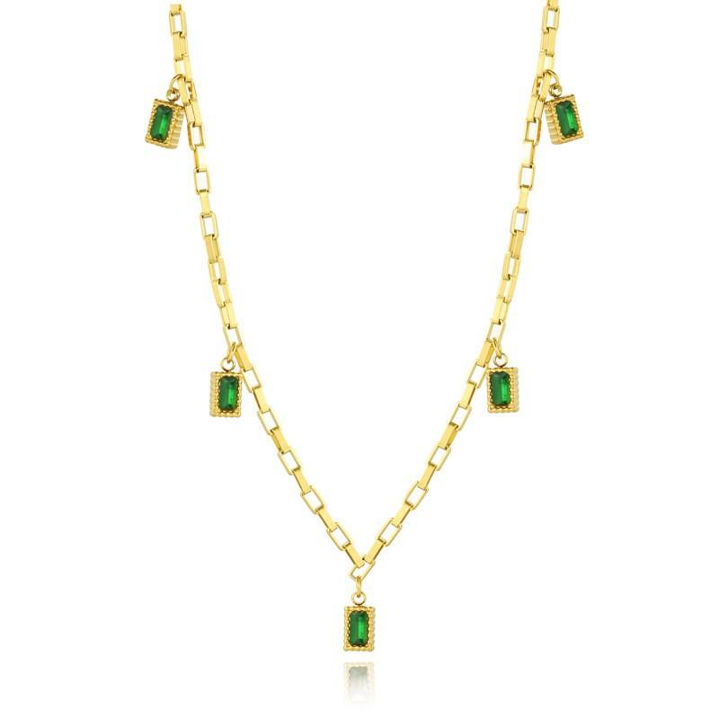 Red Zircon Simple And Versatile Titanium Steel Necklace Niche High-End Love Necklace Necklace Item Decoration