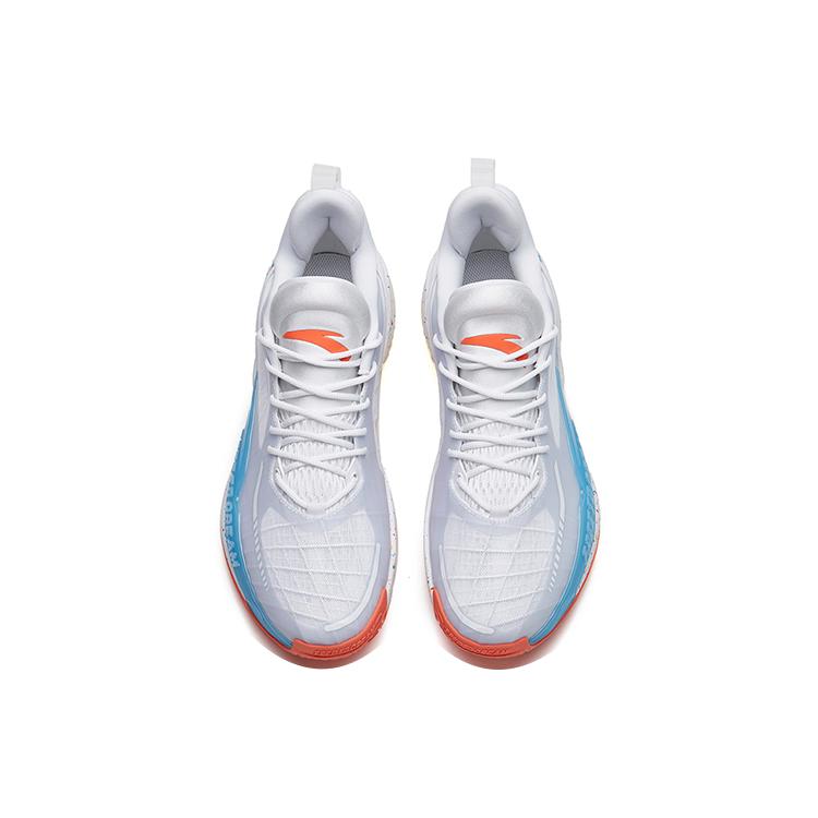 New Anta Light Horseman 3 Cushioned Slip Resistant Mid Top Basketball Shoes Men's White Blue 112221608-4