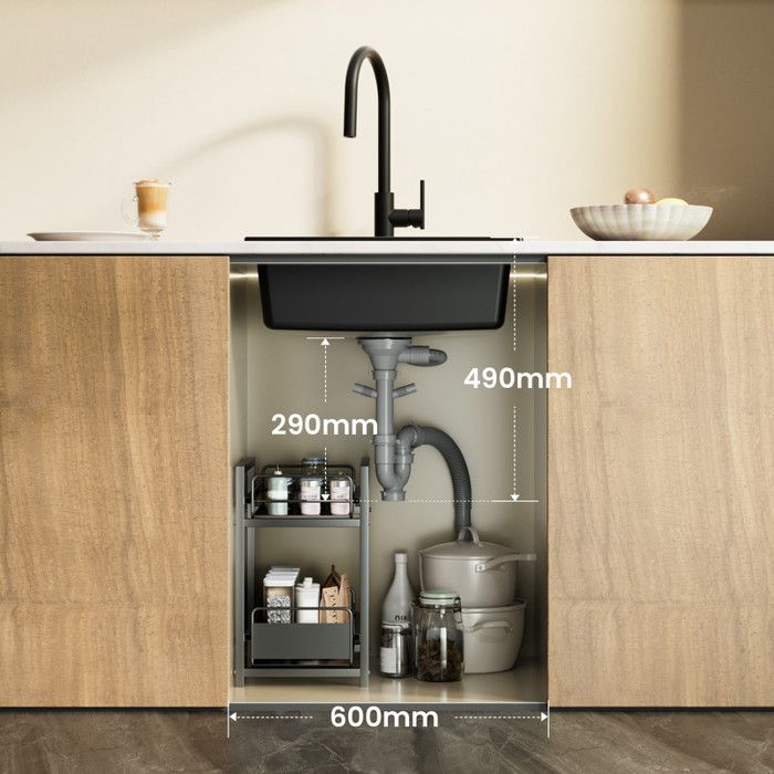 Kitchen Sink - Granite - 55x44cm - Anthracite Black - 1 Bowl - Undermount