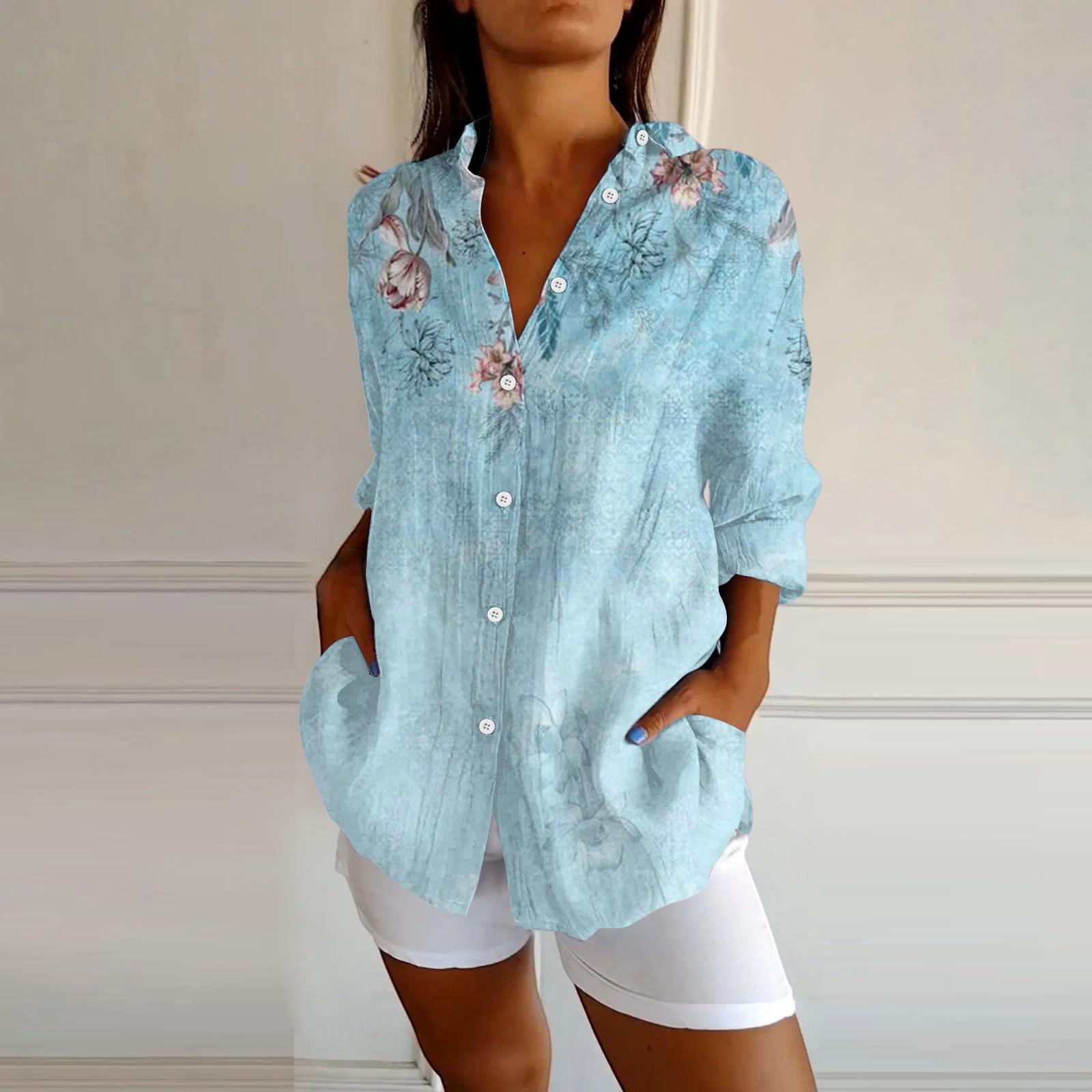 

Жіночі сорочки на ґудзиках, бавовняно-лляні, з довгим рукавом, сорочки для сукні, повсякденні літні топи, робочі блузи XL