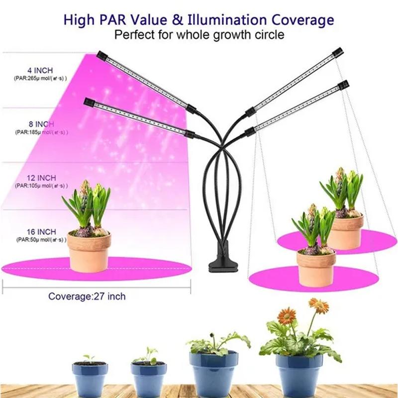 USB LED Grow Light Timed Full Spectrum For Plants Tent Greenhouse Hydroponics Growing System 9 Dimmable Flower Clip Phyto Lamp