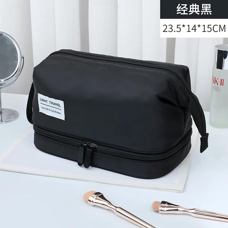 Travel Portable Cosmetic Brush Bag Large Capacity Double Layer Waterproof Makeup Pouch Women Storage Bag Toiletries Organizer