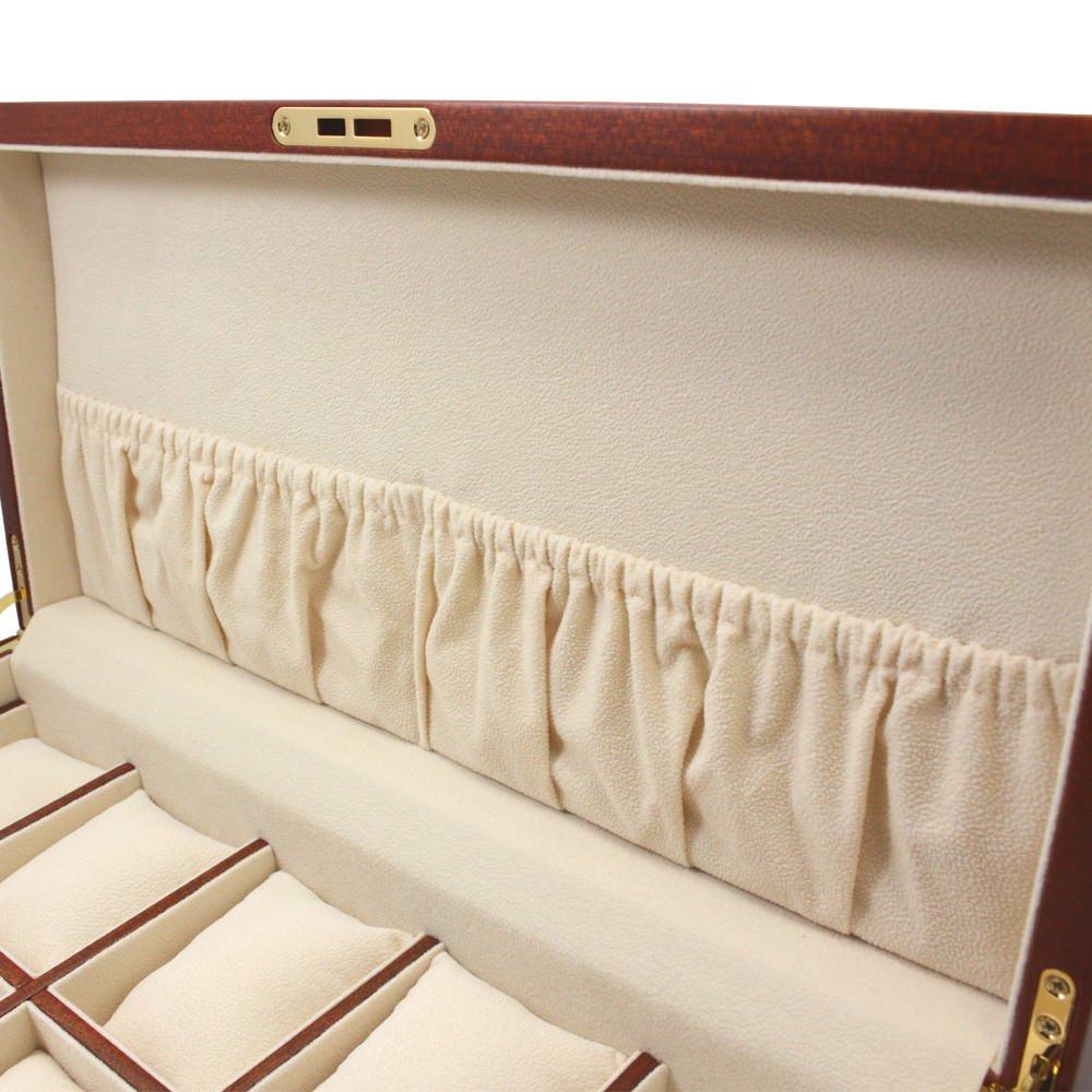 IGIMI Watch Storage Case Brown Wood Grain 10 Watch Display Box Lock Key
