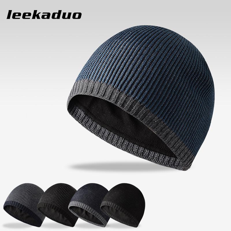 Men's knitted hat new two-color straight-brimmed hat outdoor casual versatile trendy hat thermal pullover hat