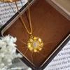 Luxury Pure Gold Real Gold Women's Ice Crushed Double Layer Sunflower Daisy Salkin Pendant Clavicle Chain
